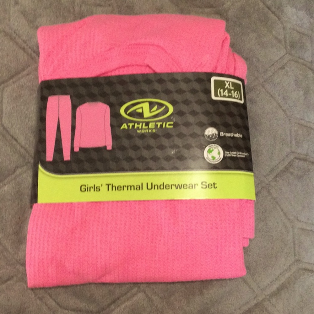 NWT athletic works pajamas/thermal underwear hot pink 14/16